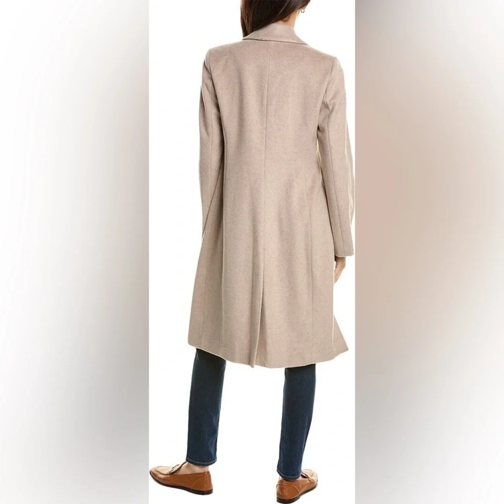 COLE HAAN Double Breasted Wool Blend Oatmeal Tan Coat 12 - Picture 4 of 9